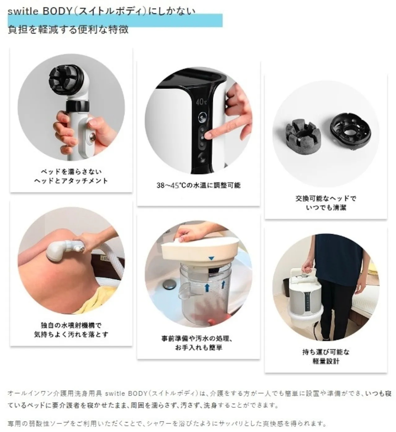 【スタートセット】介護用洗身用具 switle BODY専用ソープ付き